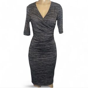 Philosophy Black & White  Dress V-Neck, Ruched Waist, Stretchy Knit  Small